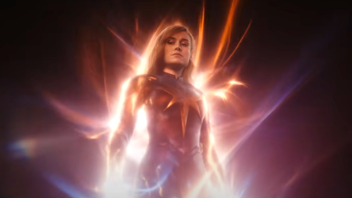 Captain Marvel stops to rescue Tony Stark